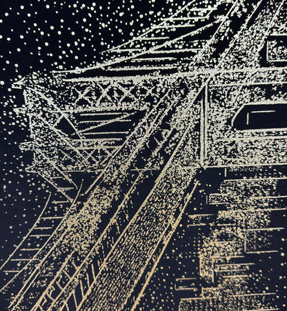 Framed velvet w/ gold foil