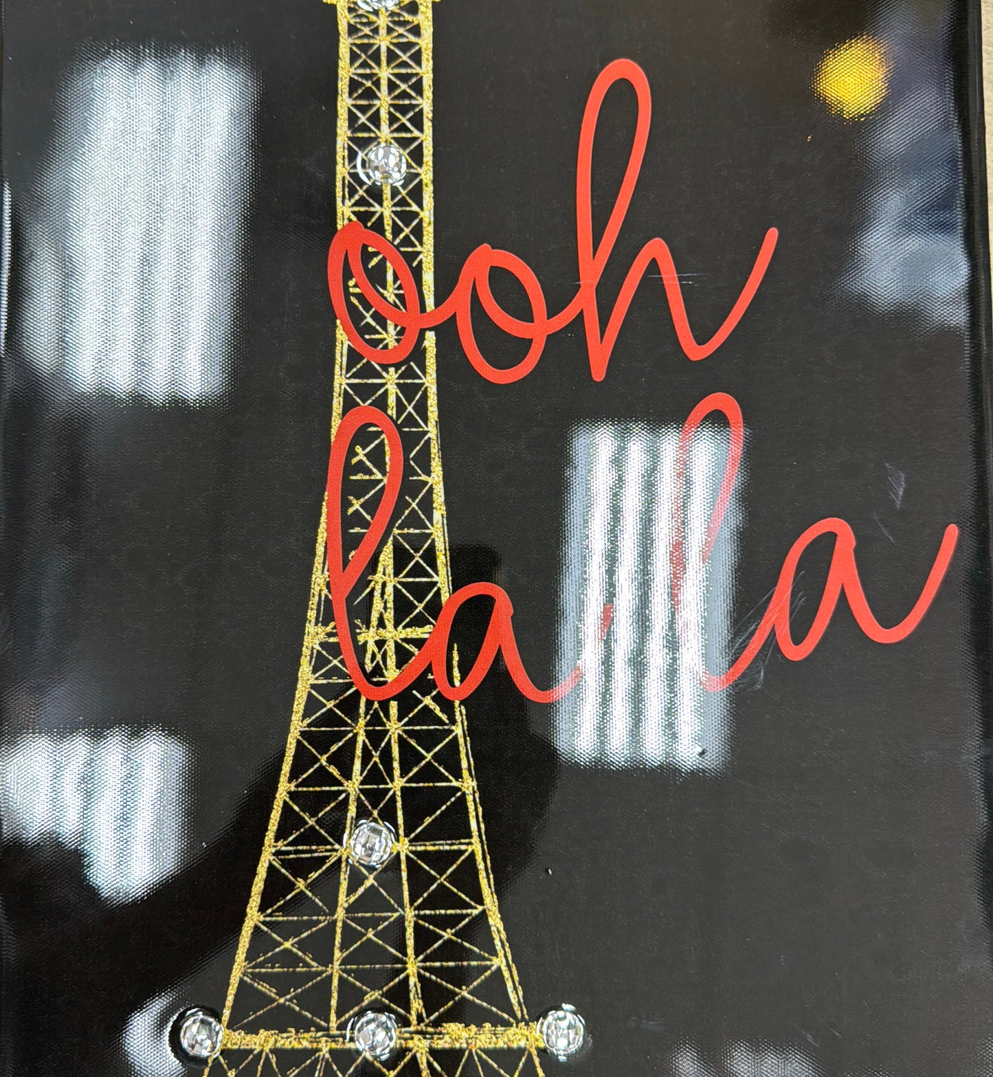 SPRINGS AND NIGHTS WITH JEWELS & FOIL LACQUERED CANVAS - SIZE: 12" x 24"