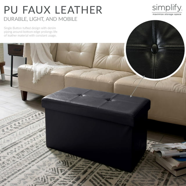 Simplify Faux Leather Folding Storage Ottoman