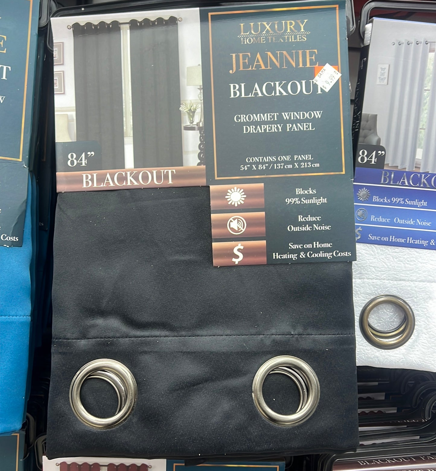 Jeannie Black Blackout Grommet Panel - 54"x84" Window Treatment for Superior Light Control and Privacy