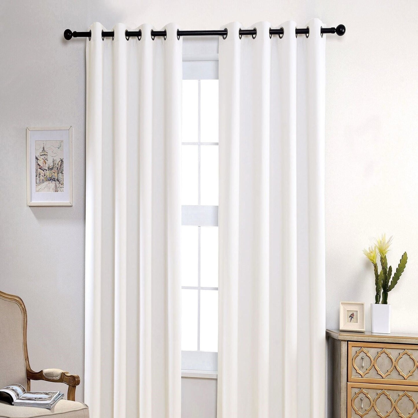 JEANNIE WHITE BLACKOUT GROMMET 2-PANELS 54"X63"