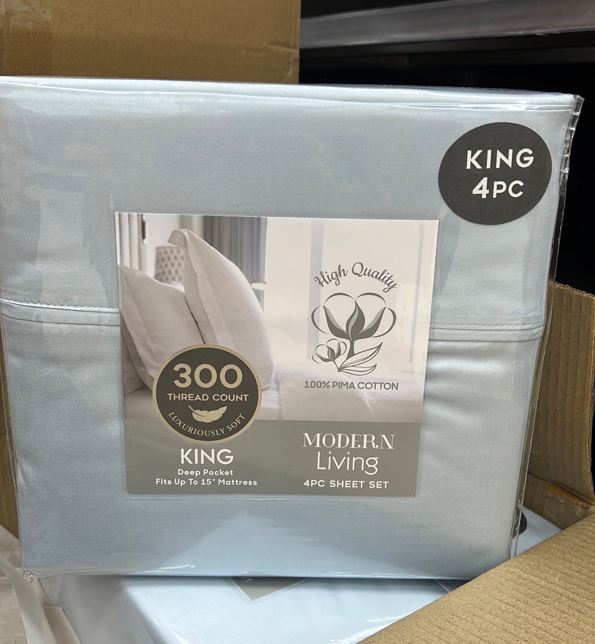 RT Designers Collection Modern Living 100% Pima Cotton Sheet Set King Blue