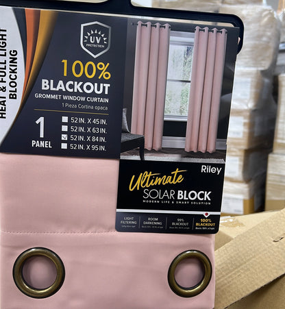 Riley 100% Blackout Grommet Panels 84" Pink