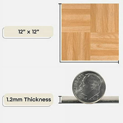 Nexus Achim 12"x12" 1.2mm Peel & Stick Vinyl Floor Tiles 20 Tiles/20 Sq. ft. Four Finger Square Parquet