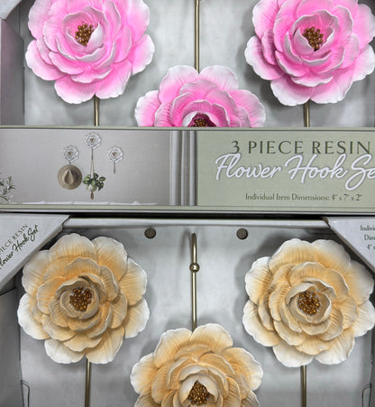 3 pc resin flower hook set