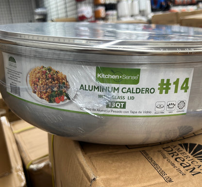 Aluminum Caldero with Glass Lid - 13 Qt