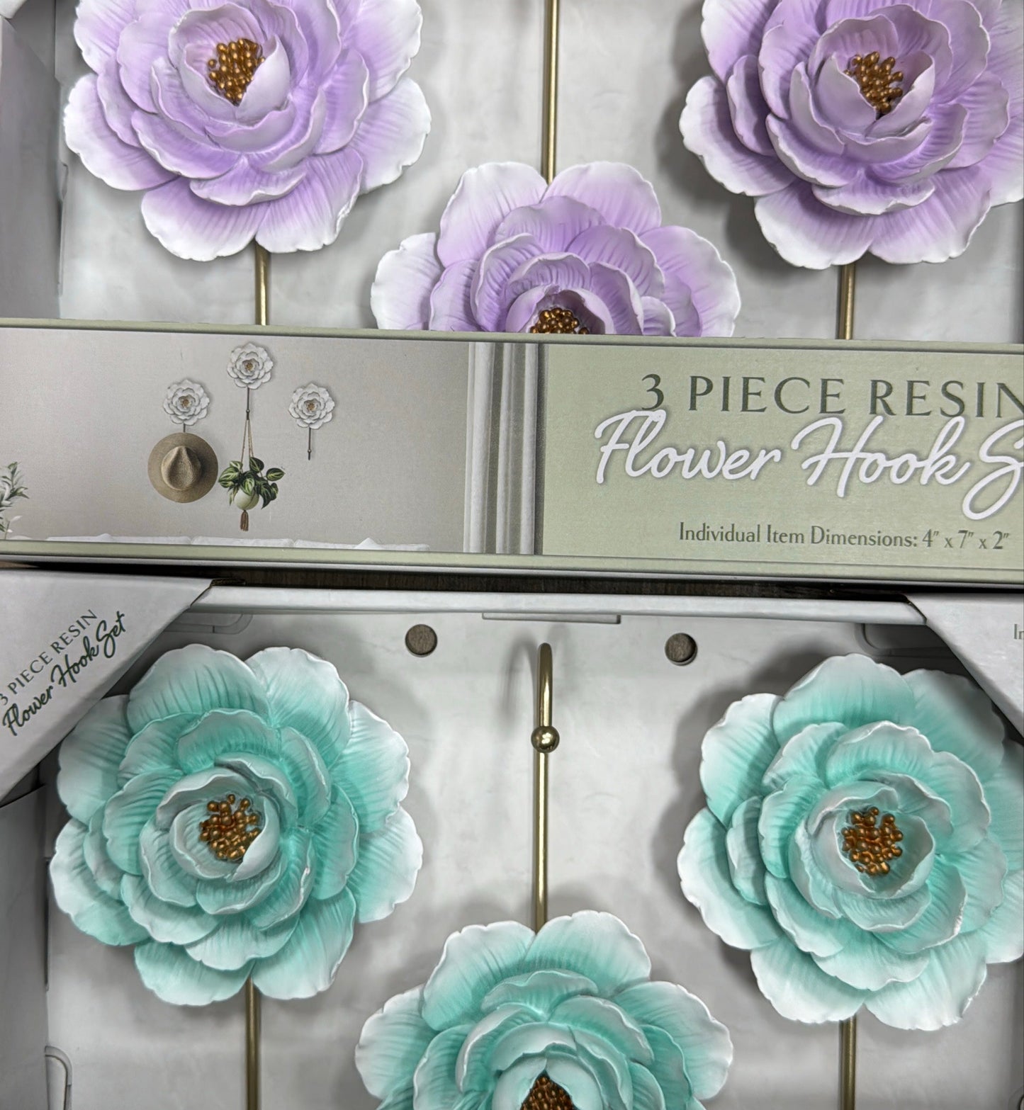 3 pc resin flower hook set