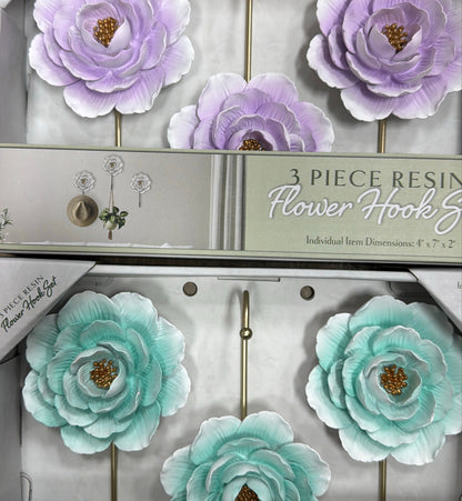 3 pc resin flower hook set