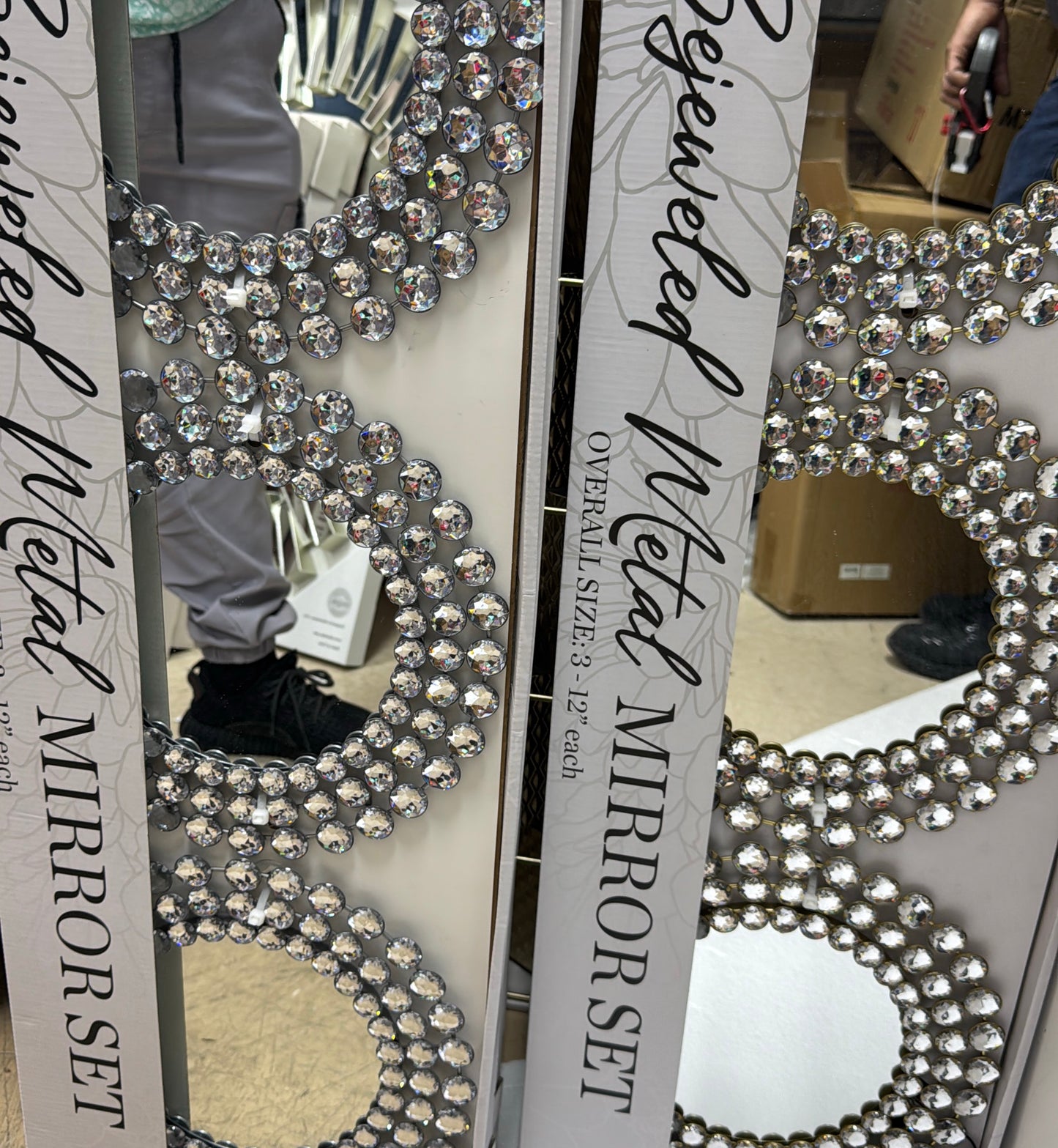 Bejeweled metal mirror set