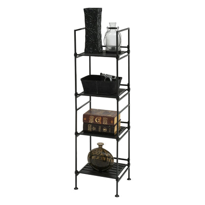 Organize It All 4 Tier Metal Square Shelving Tower, Adult, Black