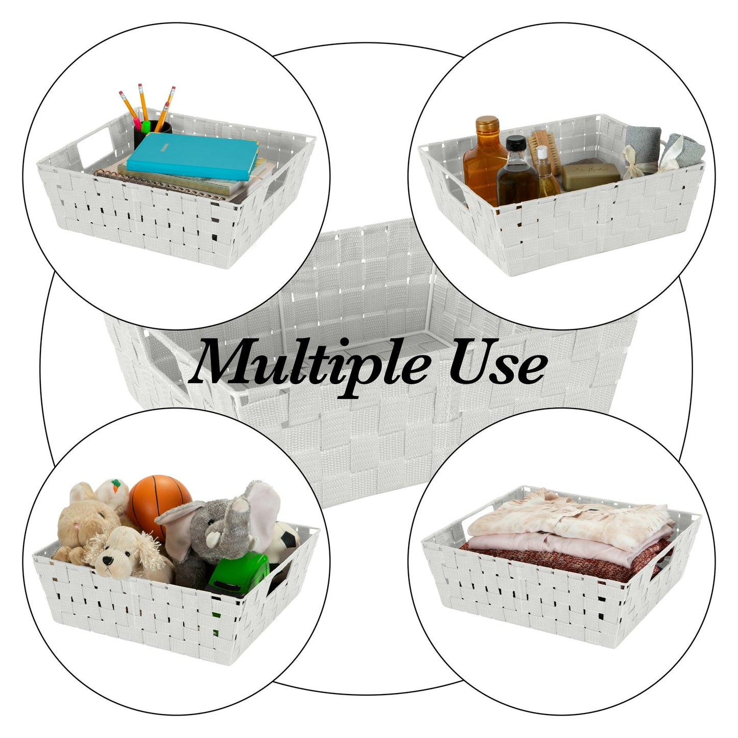 Simplify Small Shelf Woven Strap Tote, 6.5” x 11.4” x 4.5”