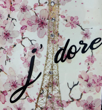 SPRINGS AND NIGHTS WITH JEWELS & FOIL LACQUERED CANVAS - SIZE: 12" x 24"