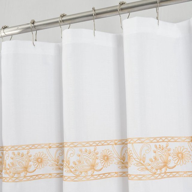 Bianca Embroidered Shower Curtain Yellow