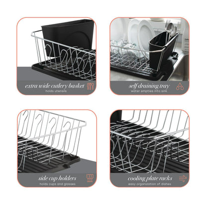 Kitchen Details Twisted Chrome 3 Piece Dish Rack in Black