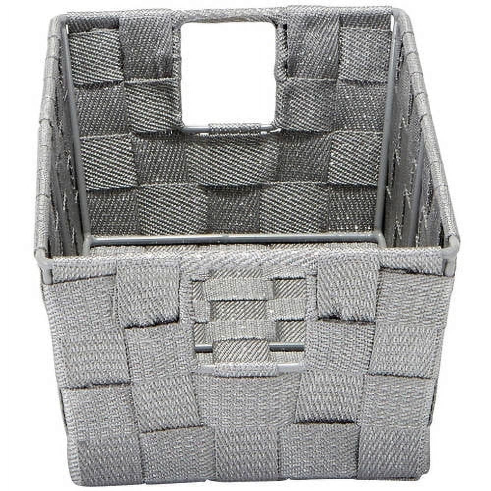 LUREX STRIPED WOVEN SMALL SHELF TOTE W/ OPEN HANDLES- 6.5x11.4x4.50 Tote