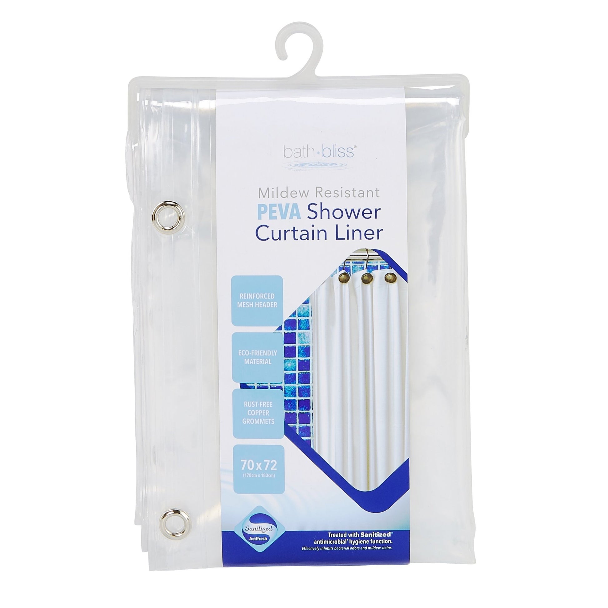 Bath Bliss Sanitized Peva Shower Liner in Super Clear