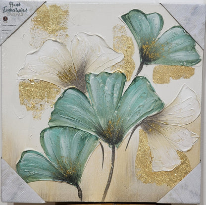 Square Wall Art | 16" x 16" | Oil Canvas - Ginko Leaf