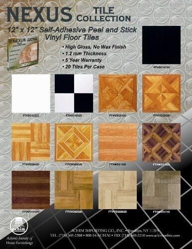 Nexus Black 12"x12" Self Adhesive Vinyl Floor Tile #101 - 20 Tiles