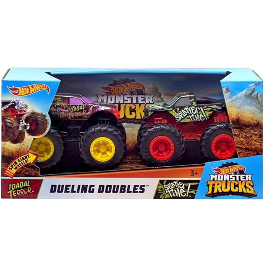 Hot Wheels Dueling Doubles Monster Trucks Toadal Terror Splatter Time NEW 1:43