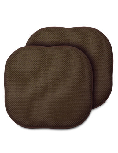 Set of 2 Memory Foam Chair Pads, Coffee Brown