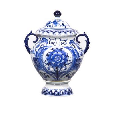 Home Essentials and Beyond Decorative Jars - Blue & White Medallion Lidded Jar