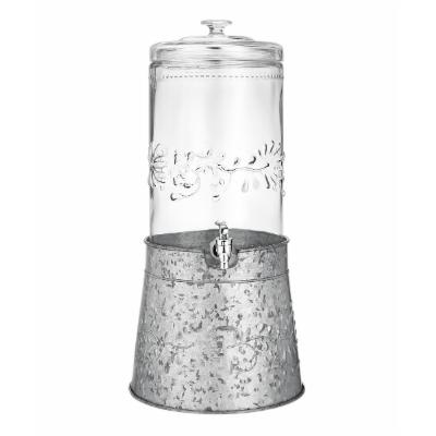 Fiddle & Fern Embossed Galvanized Beverage Dispenser