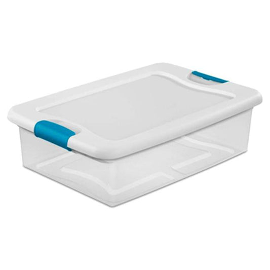 Sterilite 32 Qt. Latching Storage Box, Clear Bottom W/White Lid and Sea Going Latches