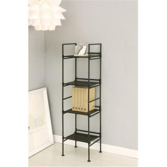 Organize It All 4 Tier Metal Square Shelving Tower, Adult, Black