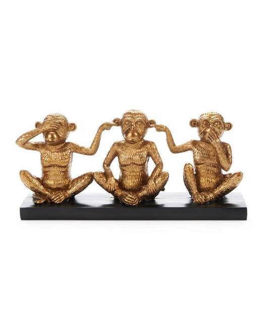 Home Essentials No Evil Monkeys Sculpture in Gold