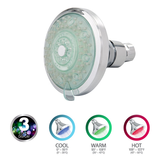 Bath Bliss 3 Temperature LED Display 5 Function Shower Head
