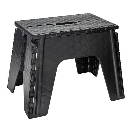 Simplify 12" Plastic Folding Single Step Stool in Black