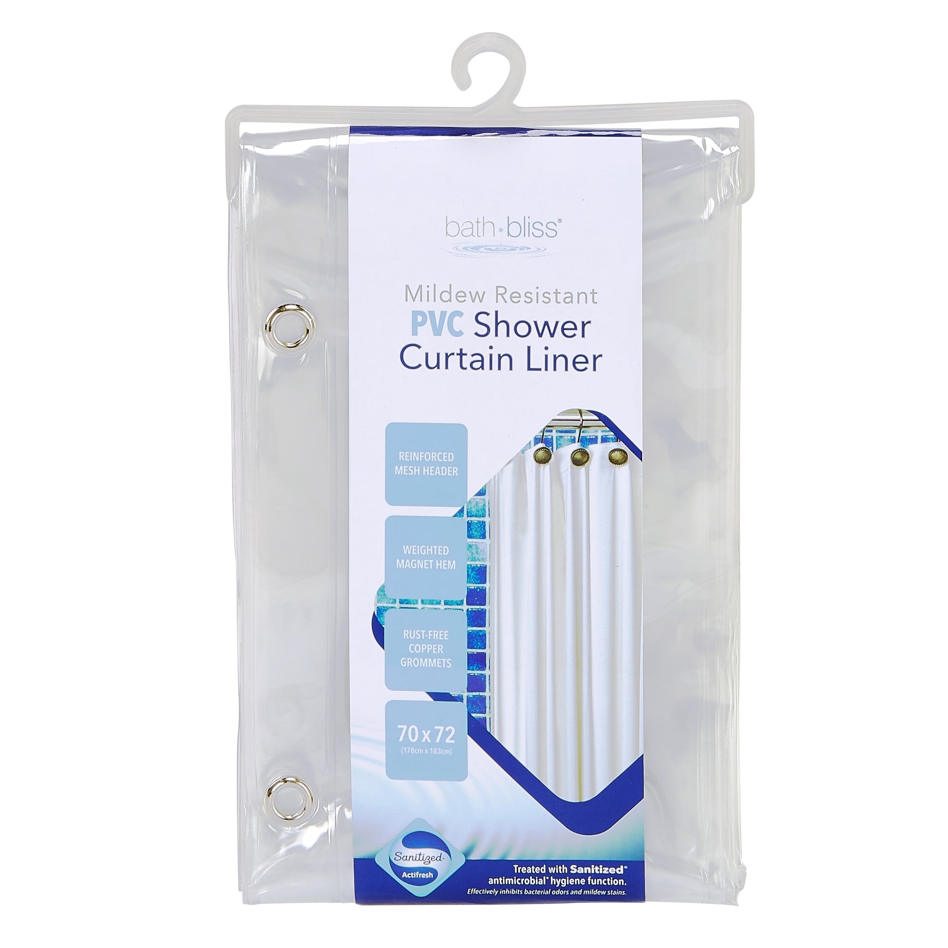 Bath Bliss Sanitized PVC Super Clear Shower Liner