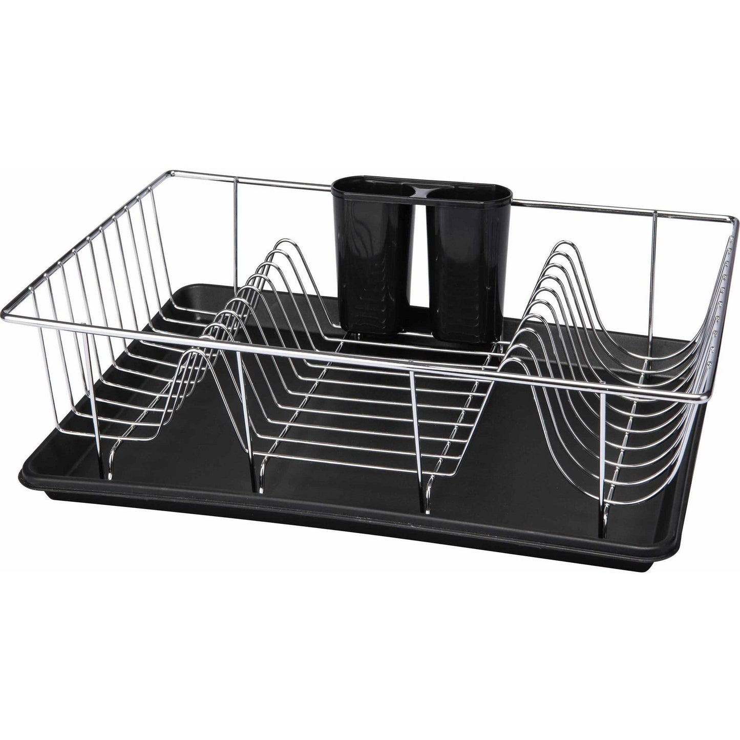 Kitchen Details Dishrack with Tray, 3 Piece Chrome, Black (4685-BLK)