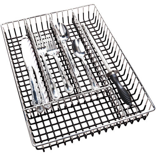 Kitchen Details Cutlery Tray, Chrome, Black (4286-BLACK) | Quill