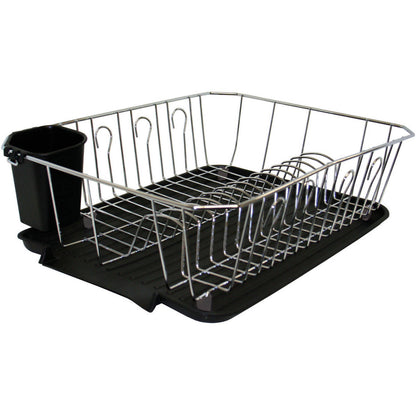 Kitchen Details Twisted Chrome 3 Piece Dish Rack in Black