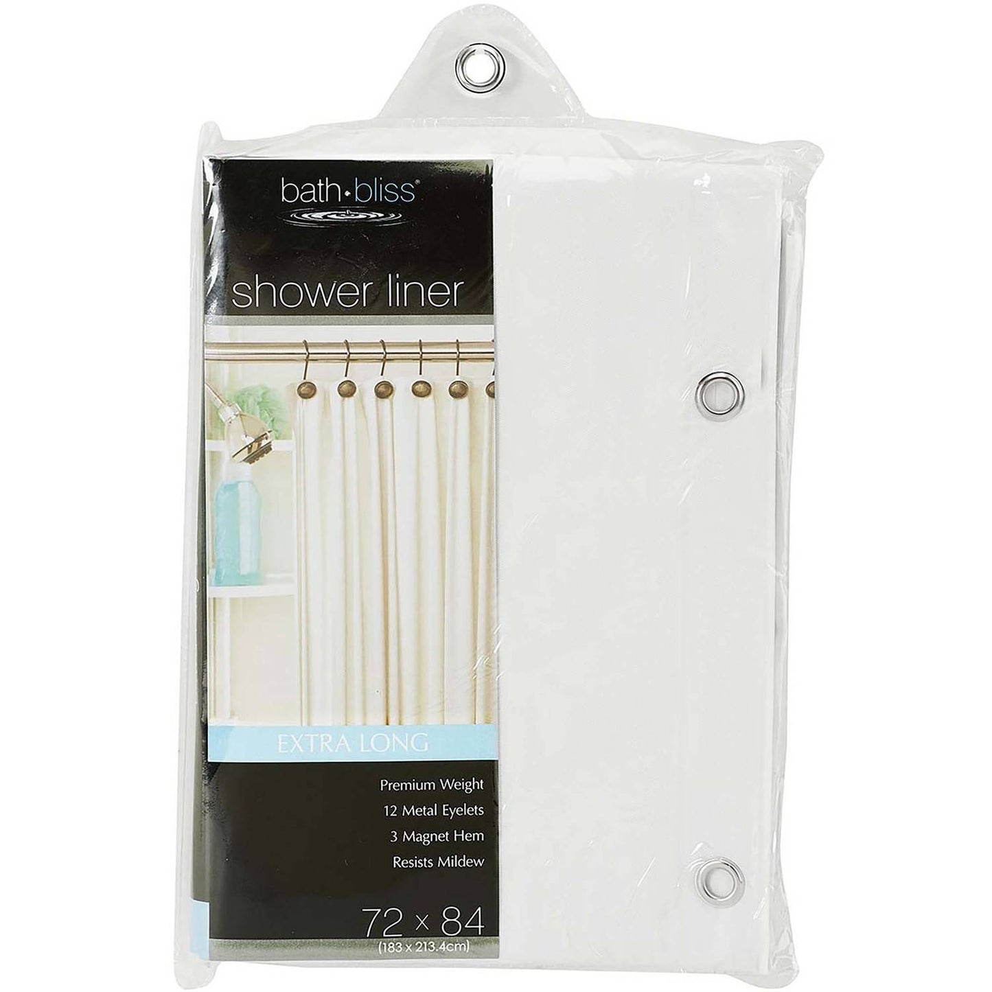 Bath Bliss Heavy Shower Curtain Liner Extra Long in White