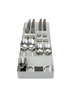 Kitchen Details 7-Slot Cutlery Drawer Organizer | Stylish Grey Utensil Tray