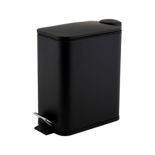 Bath Bliss Slim 1.3 Gallon Iron Step Pedal Wastebasket with Soft Close Lid - Black