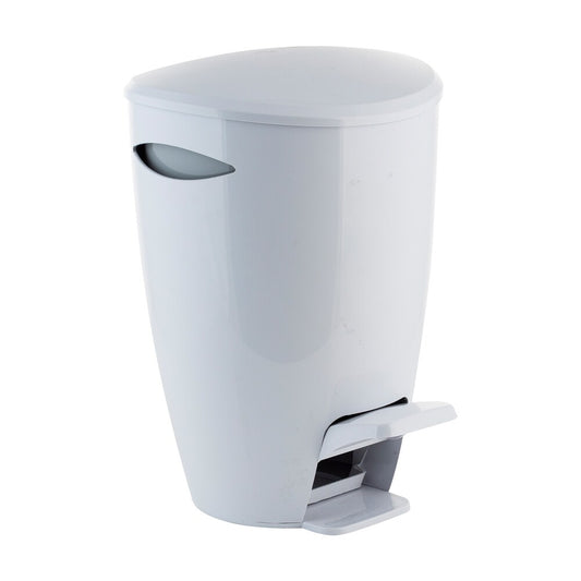 Bath Bliss Set of Two 5L Contour Plastic Step Pedal Waste Bins in White