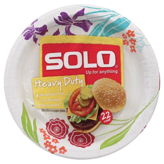 Solo Paper Mixed Garden Party Stripes and Flowers Design Plate 10 in. D 22 Pk