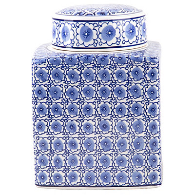 Blue and White Floral Biscuit Jar