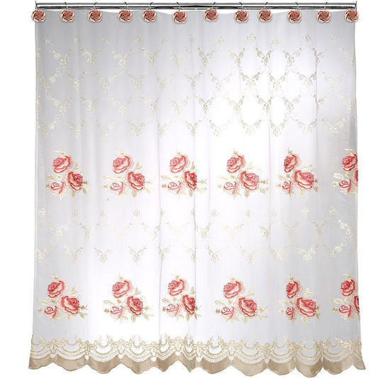 Popular Bath Blossom Rose Shower Curtain, Red, 70"X72"