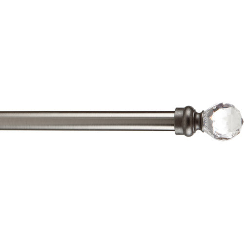 86” - 120” Home Details Crystal Ball Single Curtain Rod in Satin Nickel