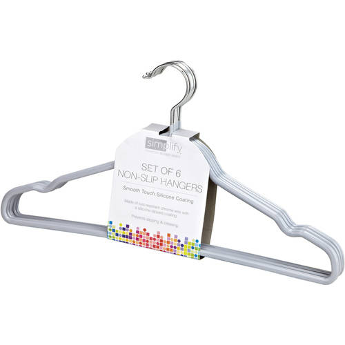 Simplify 6 Pack Flat Wire Non-Slip Hanger in Grey