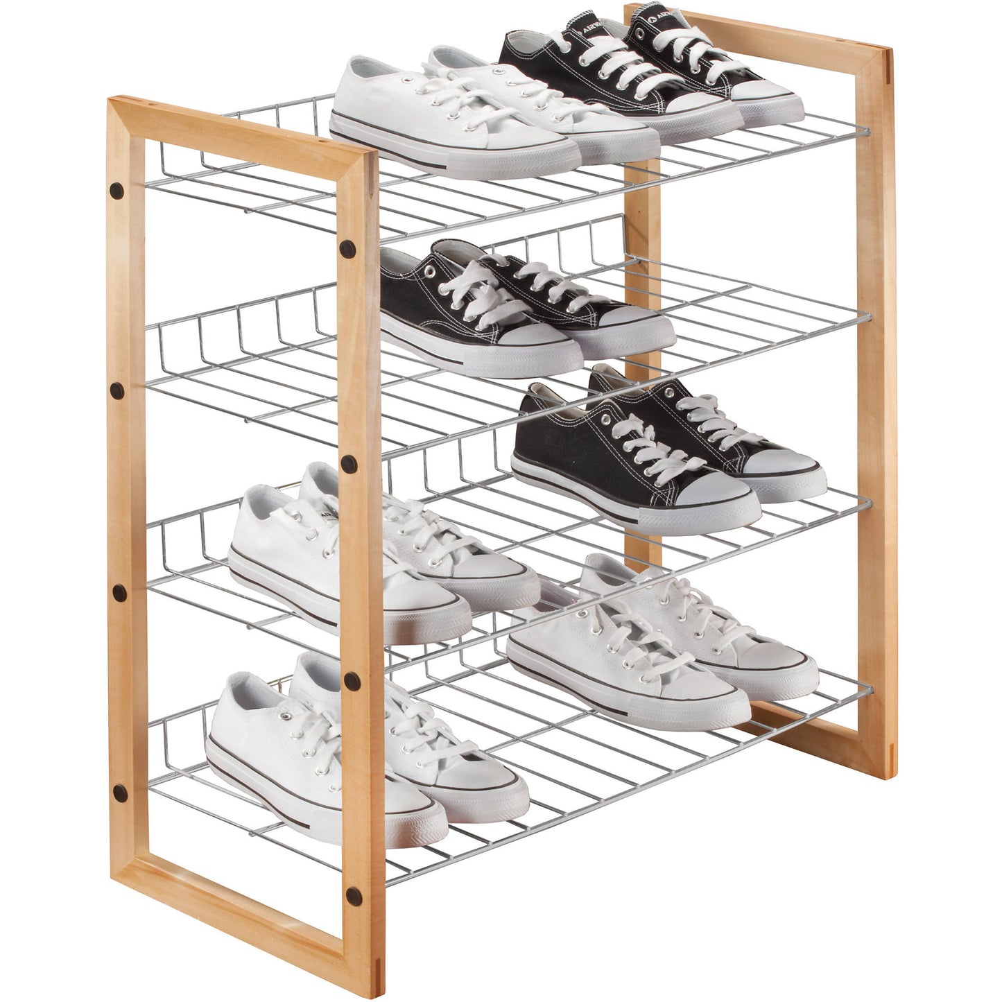 Simplify 4 Tier Wood Shoe Caddy (27.5Hx11.75dx25w)