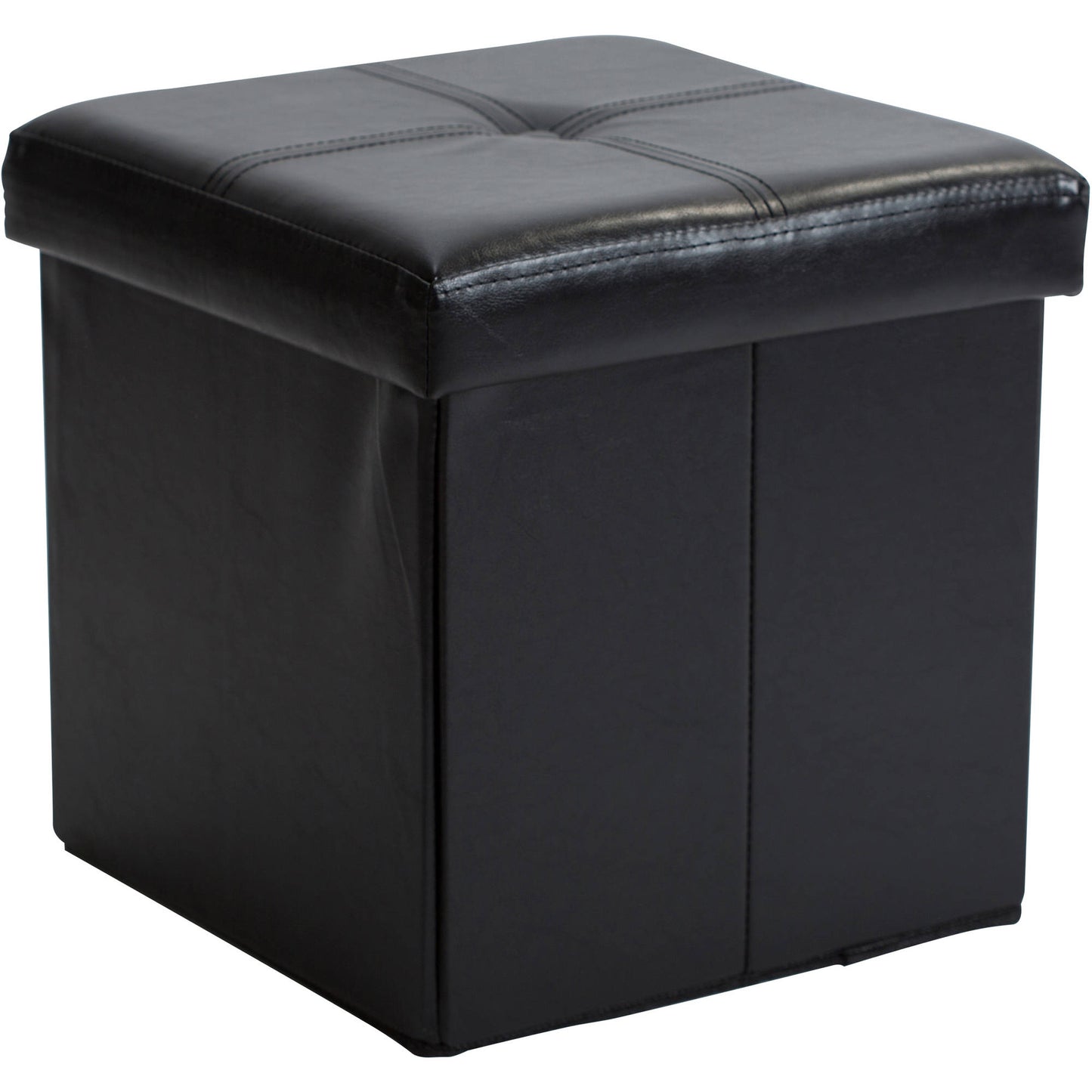 Simplify Faux Leather Cube Storage Ottoman, Black (F-0625-BLACK)