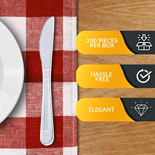PAMI Heavy Weight Disposable Plastic Knives [200-Pack] - Bulk King Size Deluxe White