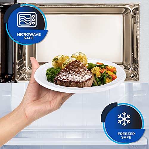 PAMI Premium Disposable Plastic Plates 7'' [Pack of 100]- White Party Plates For Dinner Desserts