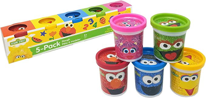 Sesame Street Modeling Dough 5-Pack 3oz Cans Elmo Cookie Monster Big Bird Oscar the Grouch Abby Cadabby Non-Toxic