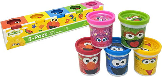 Sesame Street Modeling Dough 5-Pack 3oz Cans Elmo Cookie Monster Big Bird Oscar the Grouch Abby Cadabby Non-Toxic